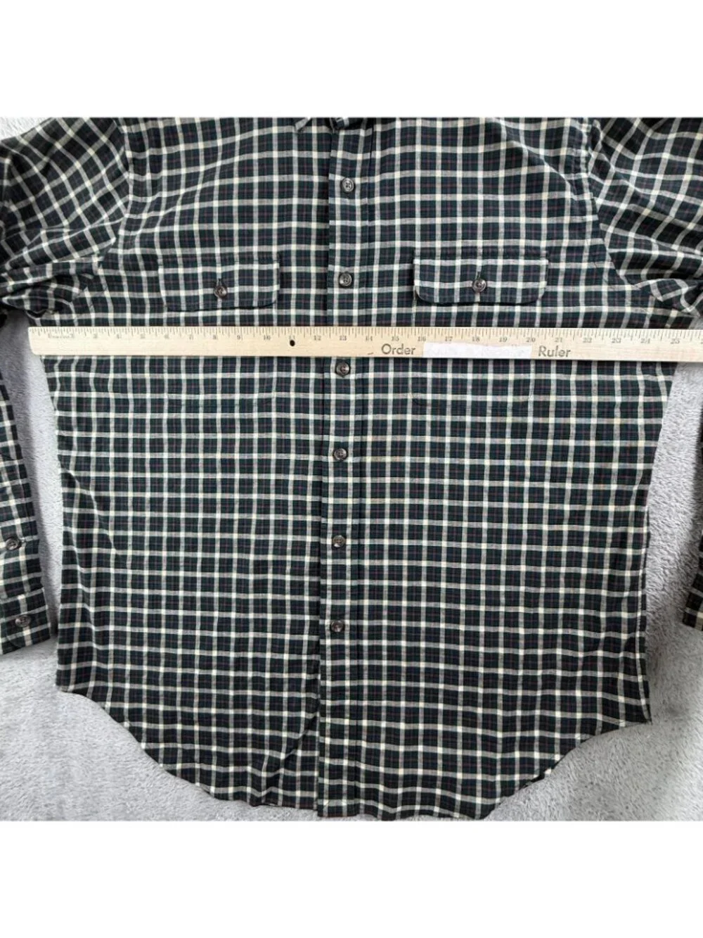 Vintage Polo Ralph Lauren Shirt Mens Large Green Check Button Up Long Sleeve Fit